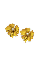 BROWN PETAL ALLOY EARRINGS