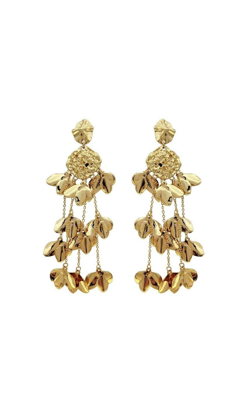 GOLD  TASSEL LEAF EARRINGS