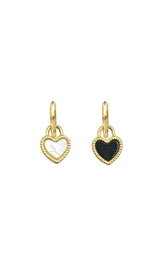 BLACK AND WHITE HEART ACRYLIC EARRINGS