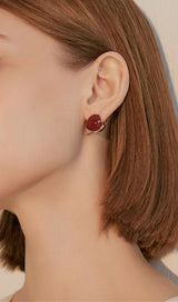 BROWN HOLLOW BALL STUD EARRINGS