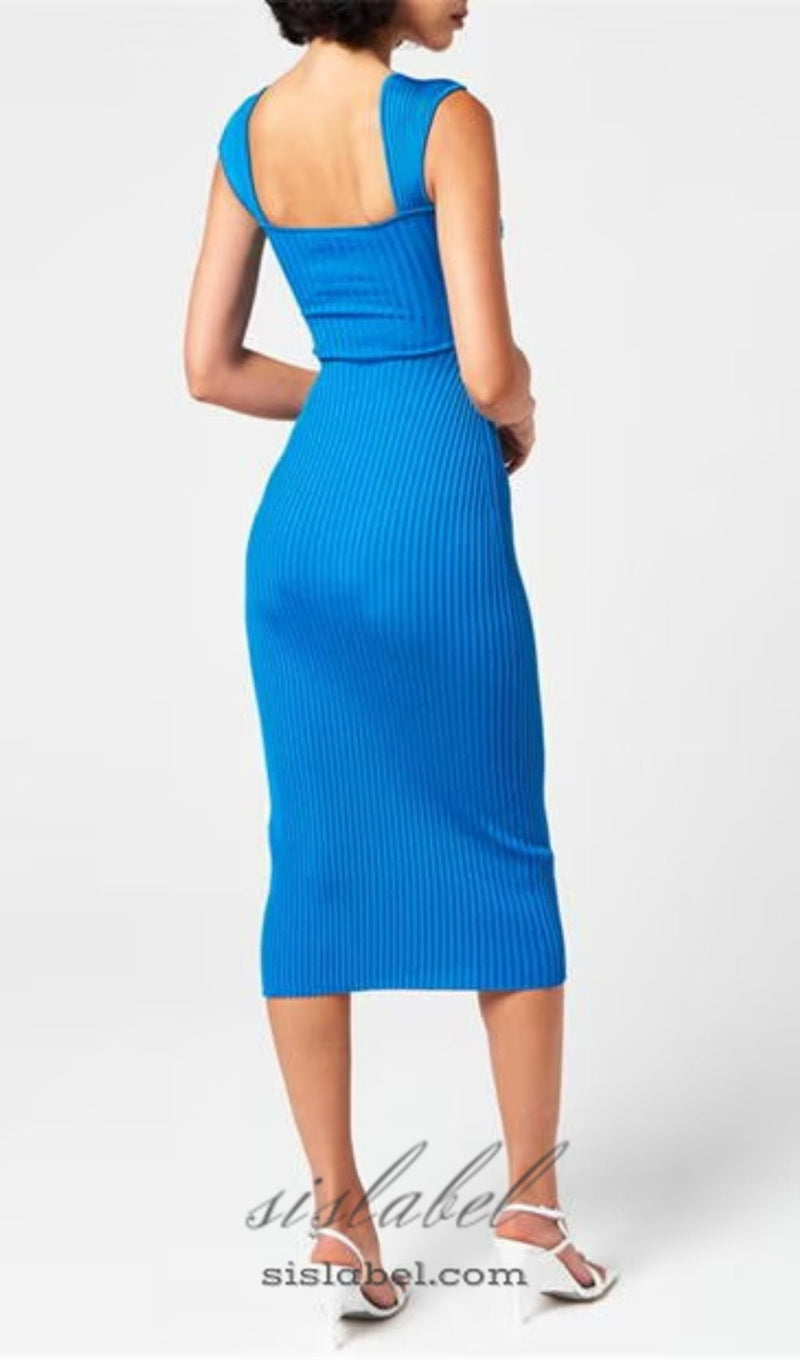 CROSS-OVER STRETCH-WOVEN MIDI DRESS