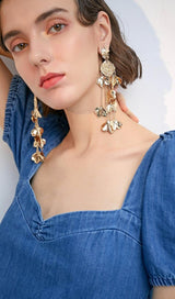 GOLD  TASSEL LEAF EARRINGS