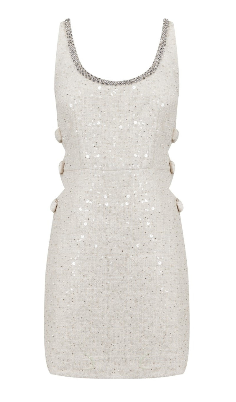 BOUCLE CUT OUT MINI DRESS