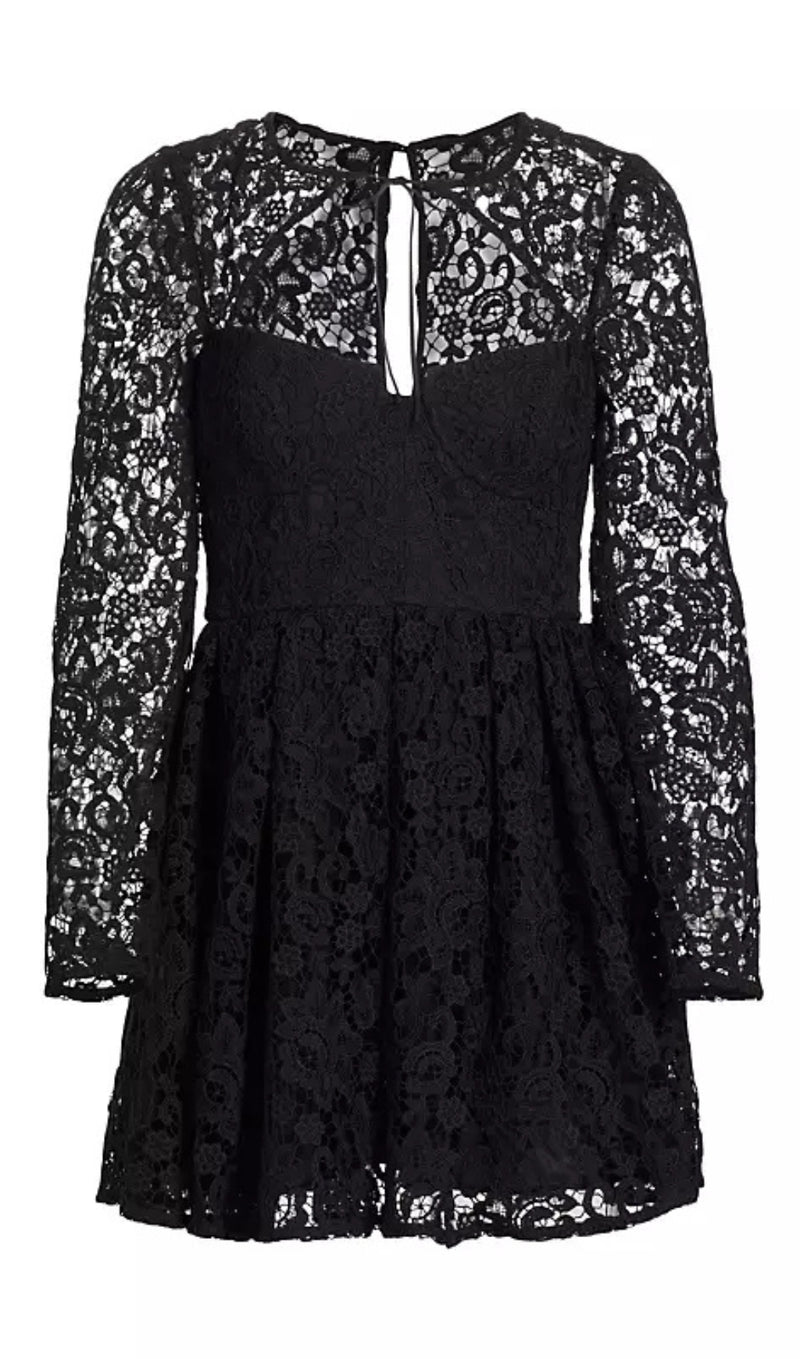 LACE TIE-NECK MINIDRESS