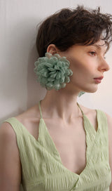 GREEN PETAL FABRIC EARRINGS