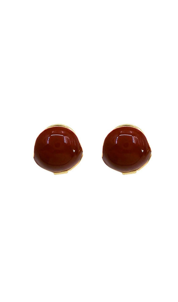 BROWN HOLLOW BALL STUD EARRINGS