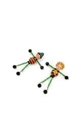 GREEN DOLLS BEADED EARRINGS