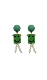 GREEN SMILEY PEARL EARRINGS