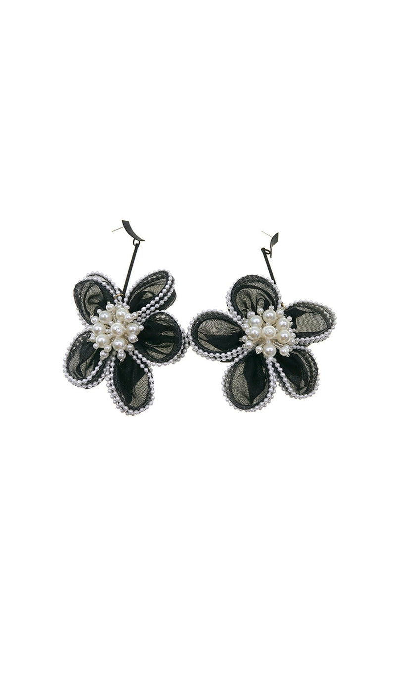 BLACK LACE FLOWER EARRINGS