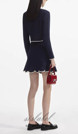 NAVY CROCHET CONTRAST TRIM MINI SKIRT