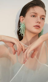 GREEN ACRYL TASSEL EARRINGS