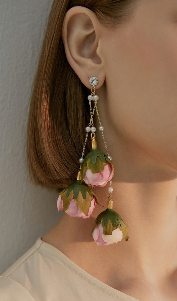 IMITATION ROSE TASSEL EARRINGS