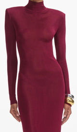 BURGUNDY VISCOSE KNIT MAXI DRESS