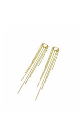 GOLD HEART-SHAPED TASSEL EARRINGS