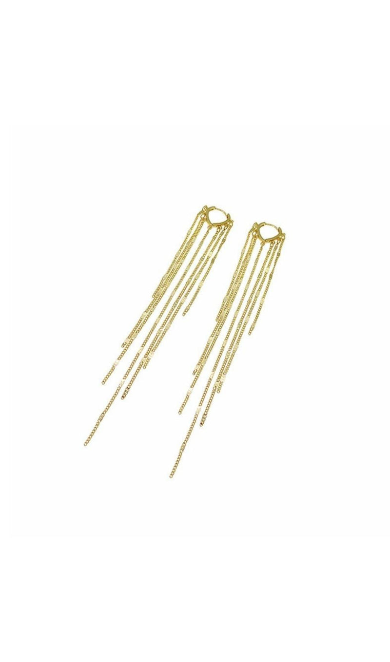 GOLD HEART-SHAPED TASSEL EARRINGS