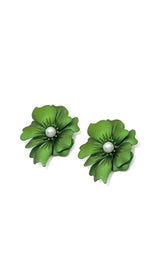 GREEN PETAL ALLOY EARRINGS