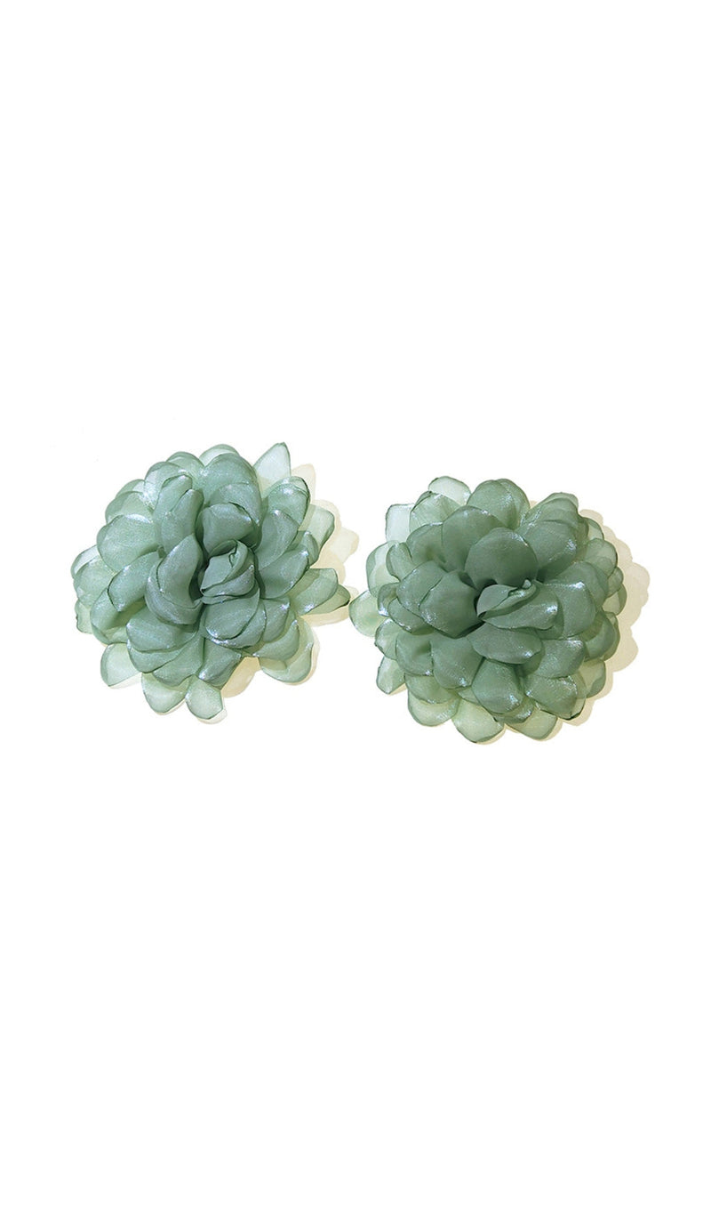 GREEN PETAL FABRIC EARRINGS