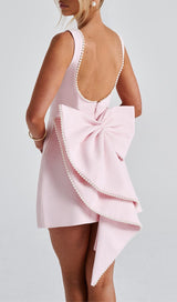 TRISTA BOWKNOT PEARL BACKLESS MINI DRESS IN PINK