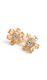 GOLD CRYSTAL 3D FLOWER EARRINGS