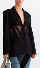 PATCHWORK BLAZER IN BLACK