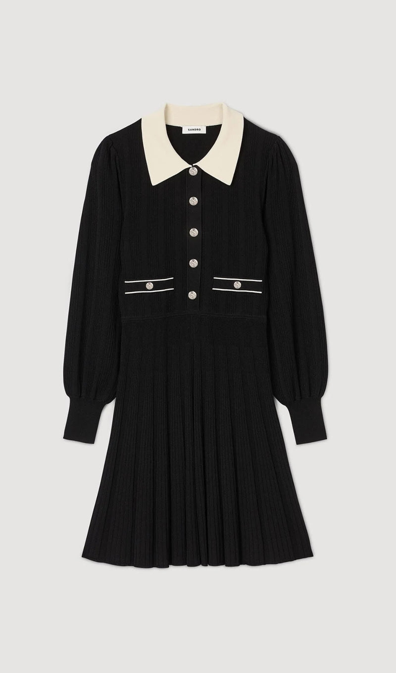 PLEATED KNIT DRESS