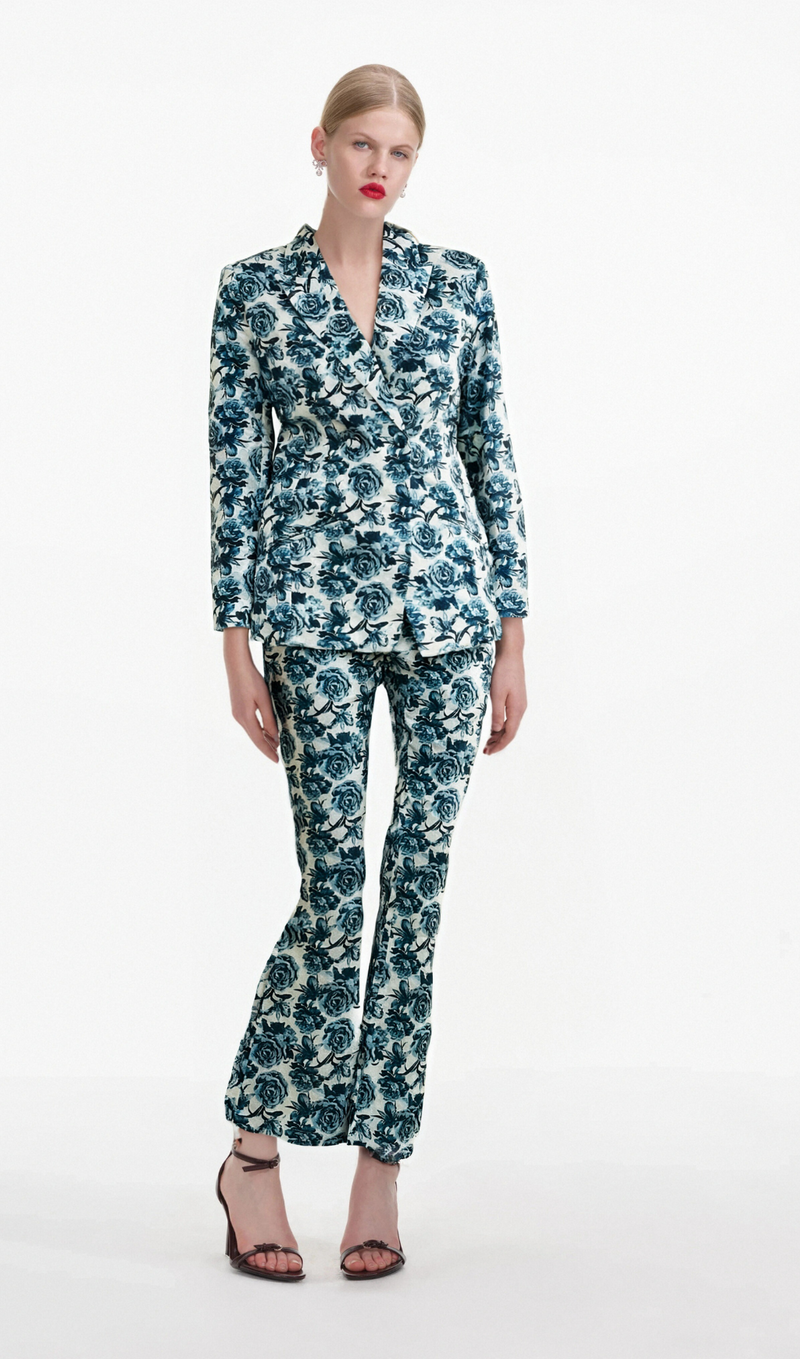 Morgane floral-print jacket & trousers matching set