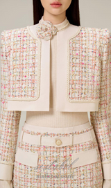 Carlin patchwork Tweed Jacket in pink