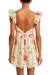 Floral v neck mini dresses