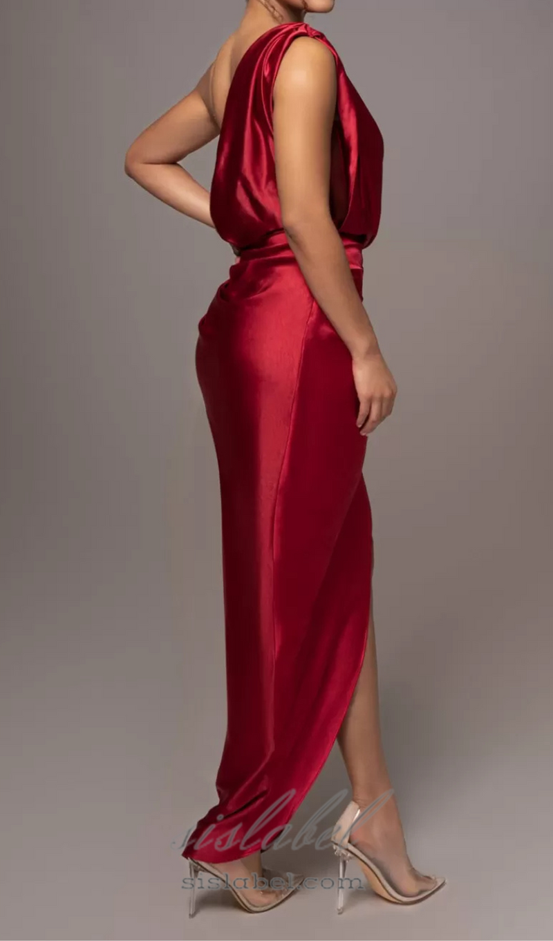 Red Anastacia Drape Maxi Dress