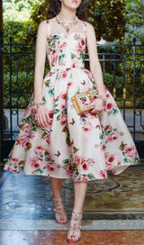 FLOWER PRINTED MIDI DRESS