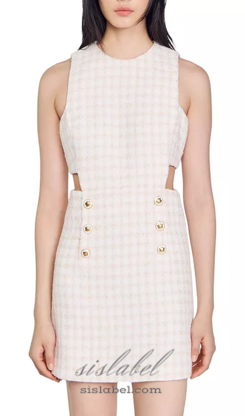 Sleeveless Cutout Pinafore mini Dress in light pink