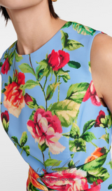 EDITH MULTICOLOR FLORAL CREPE MIDI DRESS