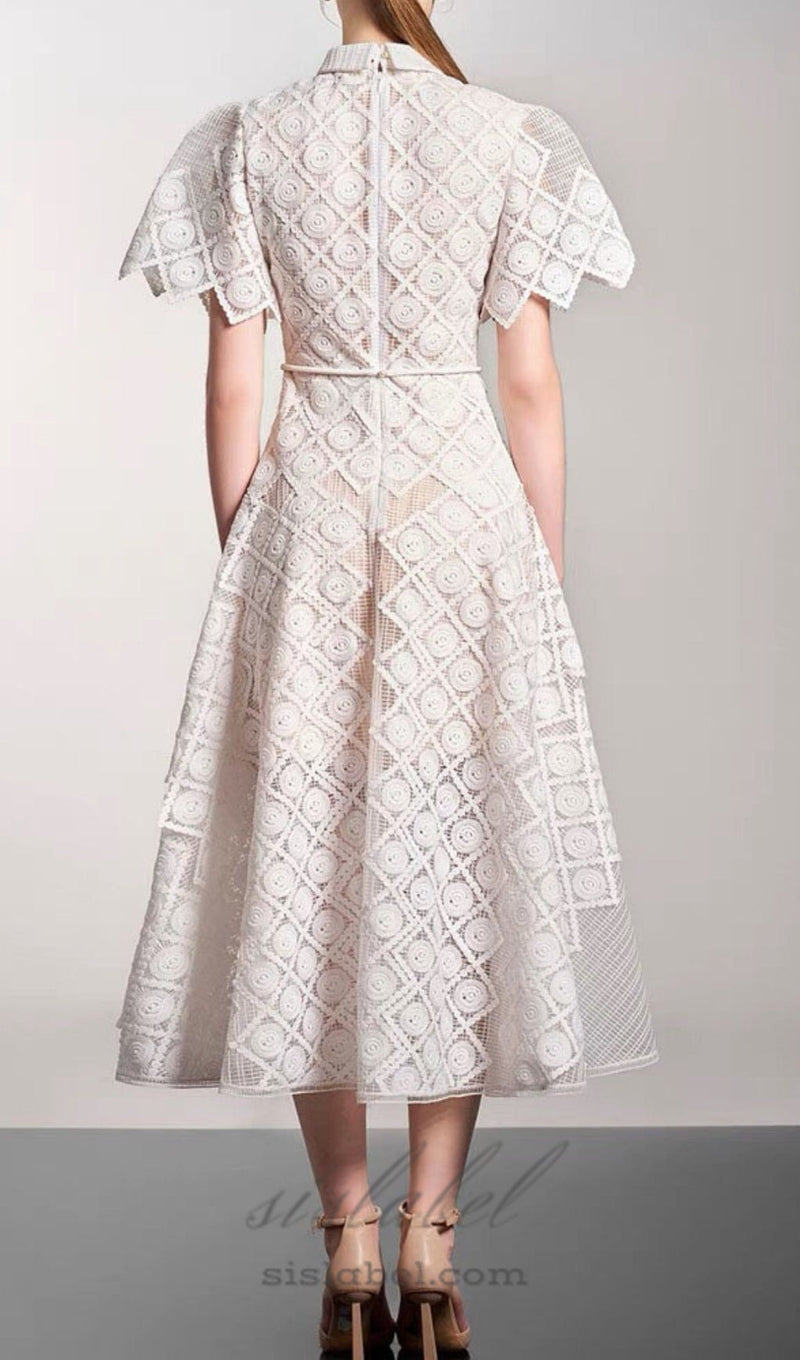 EMBROIDERY MIDI DRESS IN WHITE