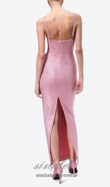 Brook crystal-embellished sleeveless maxi dress in rose pink