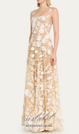 APPHIA FLORAL EMBROIDERED SLEEVELESS TULLE MAXI DRESS