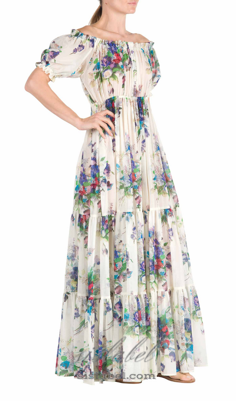 FLORAL BOUQUET PRINTED MAXI DRESS