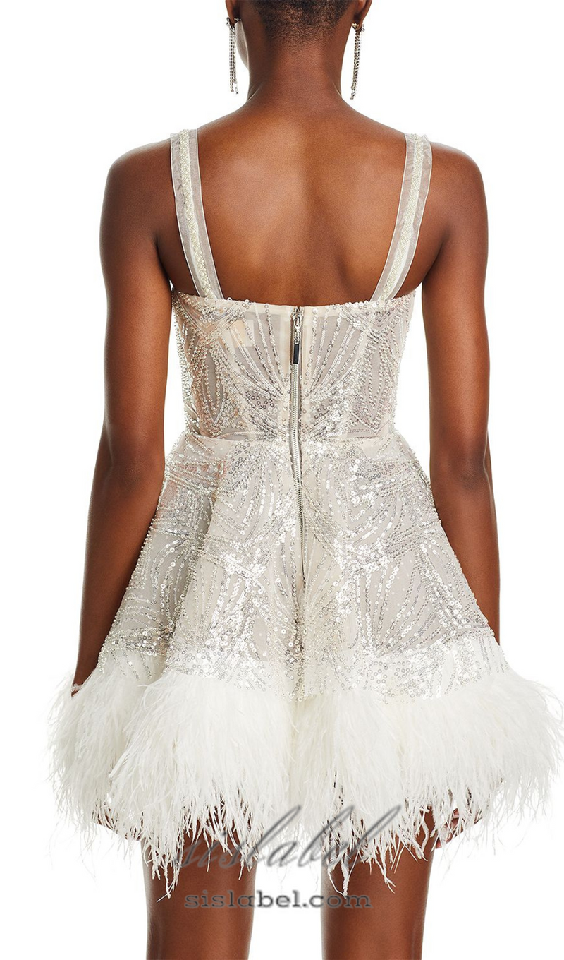 STACEY WHITE BEADED BUSTIER MINI DRESS