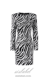 Short two-tone zebra sequin mini dress