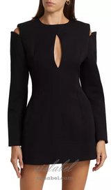 Halston Cut-Out Cold-Shoulder Mini dress in black