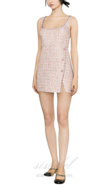 ALEXANDRA DIAMANTÉ TRIM BOUCLE MINI DRESS IN PINK