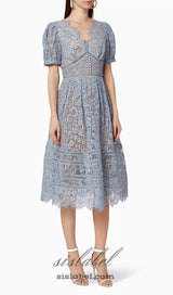 FINE CORD LACE MIDI DRESS