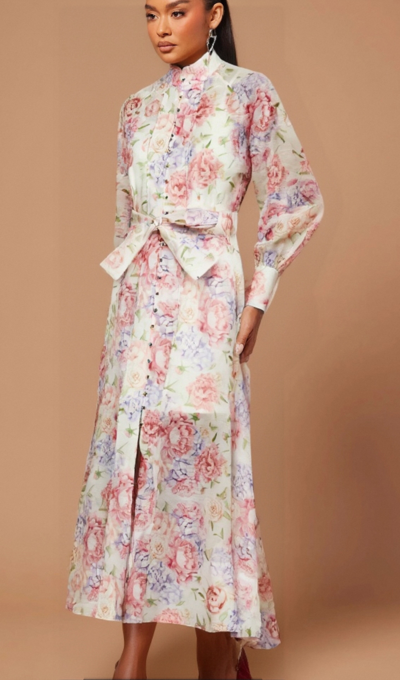 Éliane floral-print flared midi dress