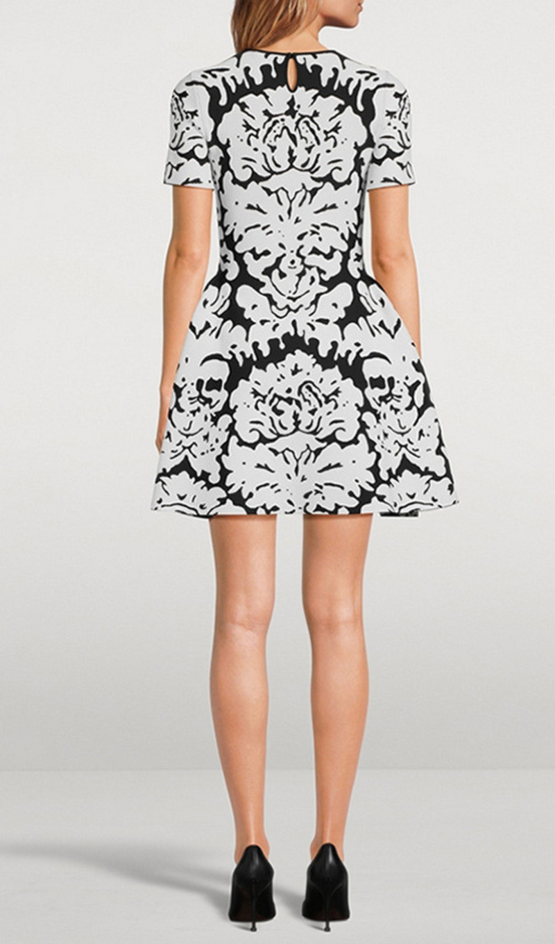 FLORAL-PATTERN STRETCH-KNIT MINI DRESS