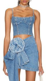 MOICU DENIM CROPPED CAMI TOP