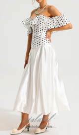 SUZANNE GRAY POLKA DOT OFF-SHOULDER CORSET