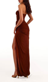 ROBE FRUCHE SANS BRETELLES MARRON 