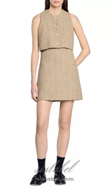 Penelope Tweed Mini Dress in camel