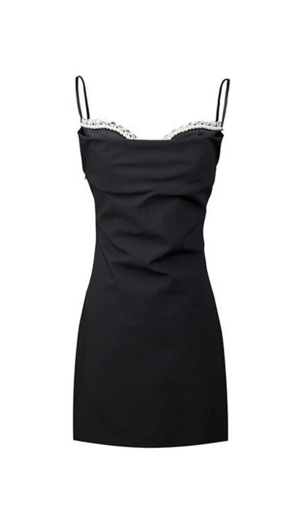 ROBE MINI CAMISOLE CRISTAL NOIR