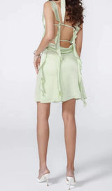 ROBE MINI EN SATIN VERT SAUGE