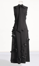 ANNONA BLACK FLOWER EMBELLISHED MAXI DRESS